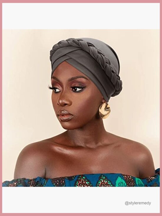 Pre-Tied Twisted Braids Turban Headwrap Chemo Cap Beanie